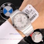 Perfect Replica Omega Constellation Stainless Steel Diamond Bezel White Dial 40mm Watch